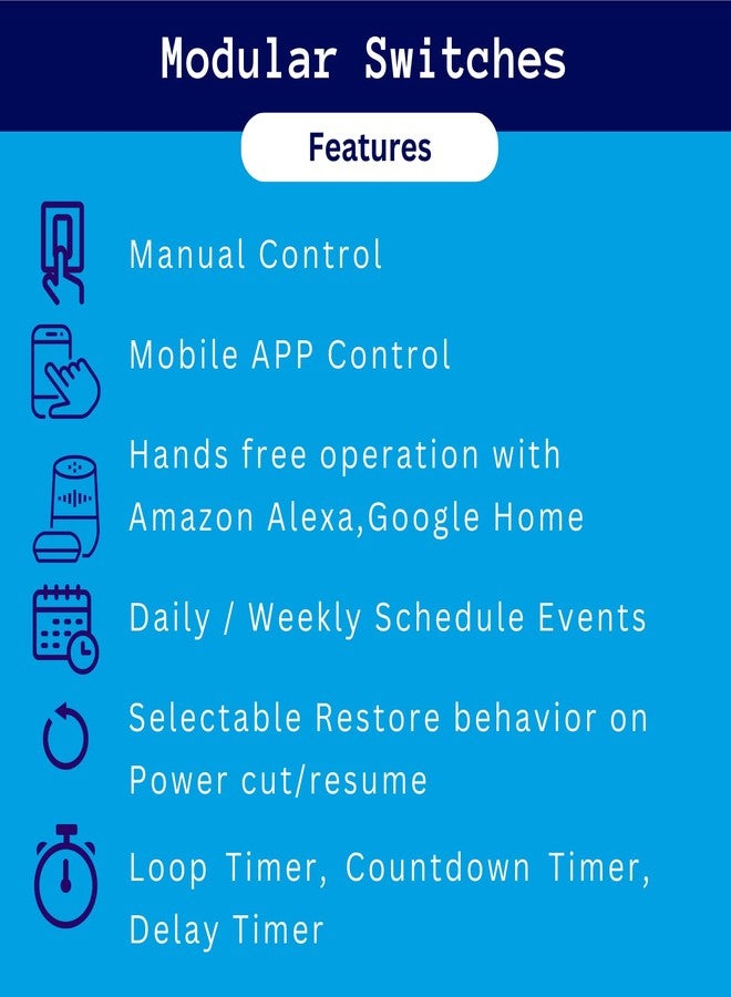 Smarteefi Touch 16A WiFi Smart Switch, Execute Schedule even if no Internet, Compatible with Alexa/Google Home (White) - Image 5
